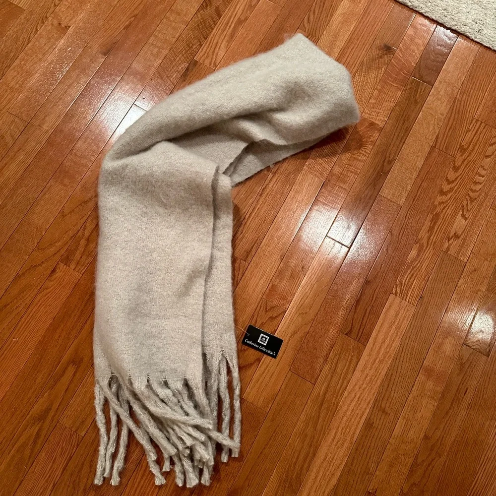 Large Polyester Off White Beige Scarf